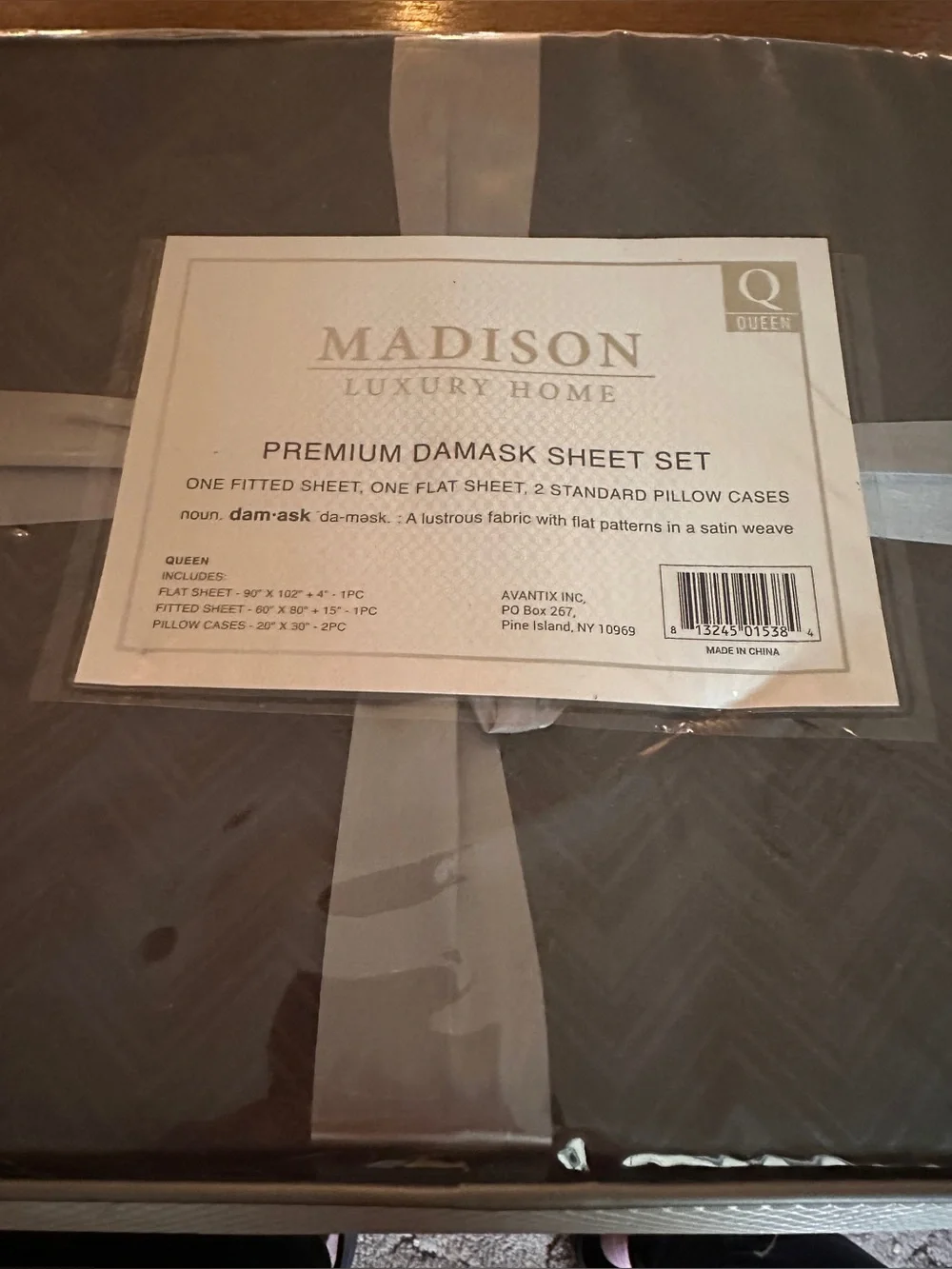 Premium Damask Sheet Set >Gray<Queen*4-pc set